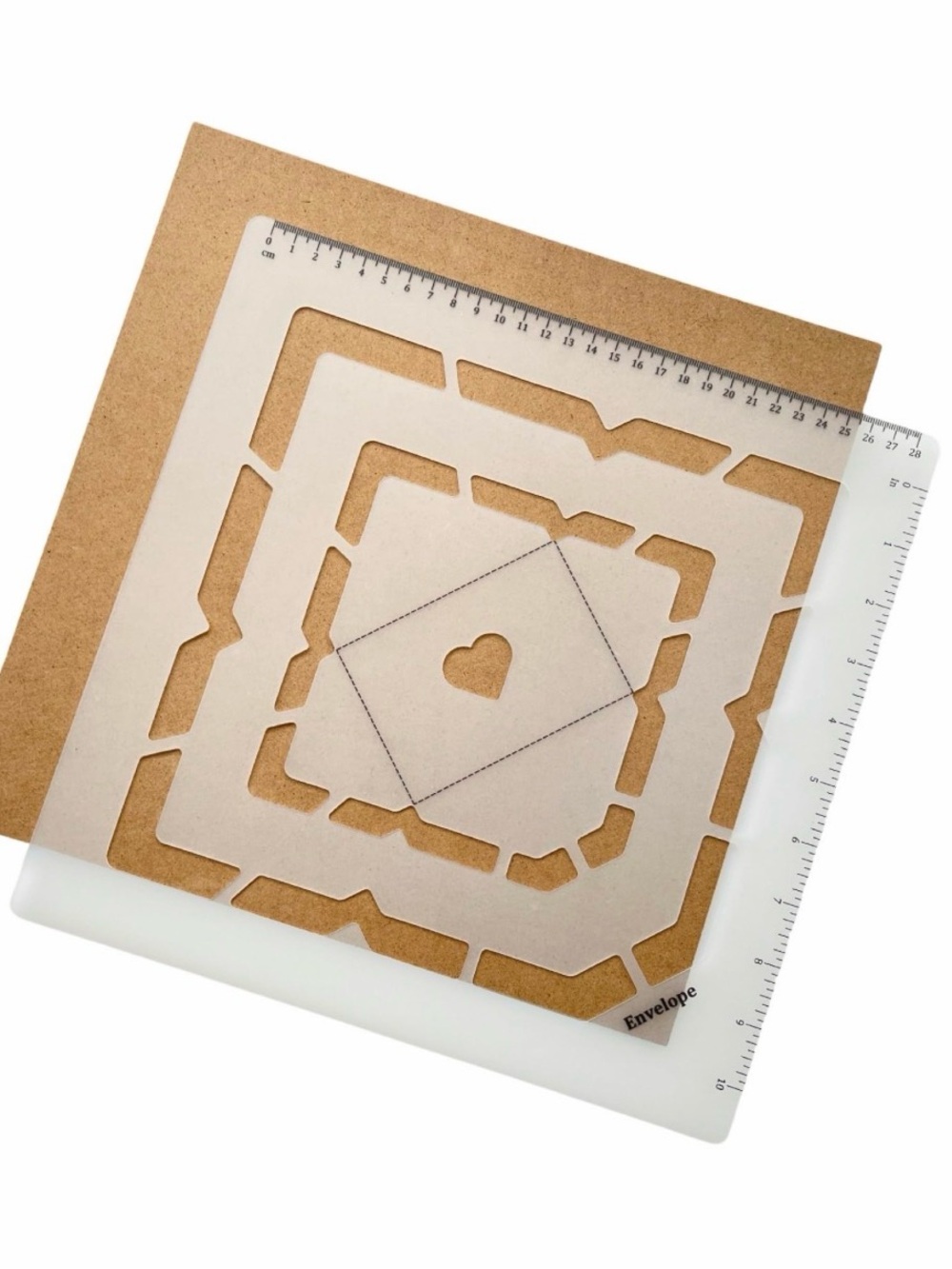5-In-1 Envelope Template stencil, 4 Sizes & 1 Heart, Durable Plastic,11.8 X 11.8